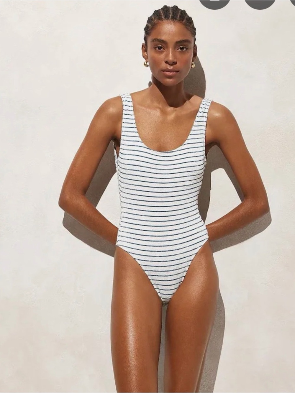 J. Crew White One-Piece Swimsuit with Navy Stripes
